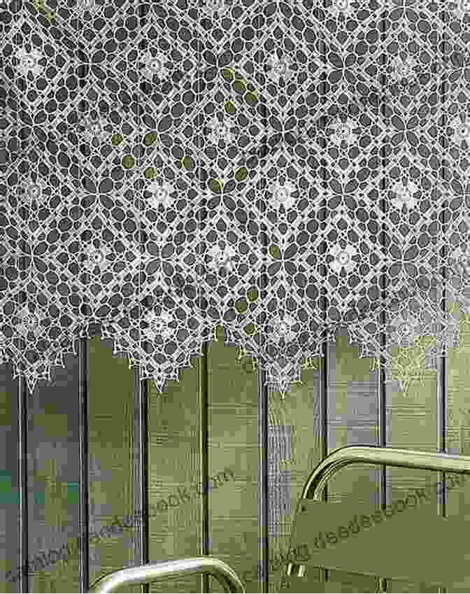 A Beautiful Daffodil Lace Curtain Filet Crochet Pattern, Showcasing Intricate Floral Motifs And Delicate Openwork. Daffodil Lace Curtain Filet Crochet Pattern