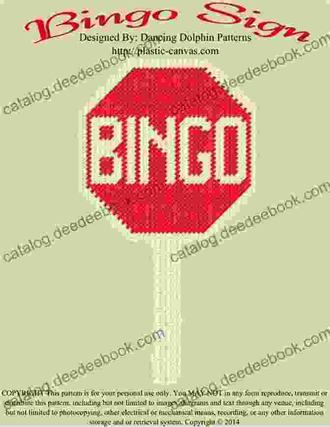 A Close Up Of A Finished Bingo Sign Plastic Canvas Pattern, Showing The Colorful And Intricate Design. Bingo Sign: Plastic Canvas Pattern