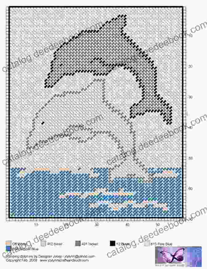 A Complex Plastic Canvas Pattern Showcasing A Pod Of Dolphins Swimming Together Dancing Dolphin Plastic Canvas Patterns 3