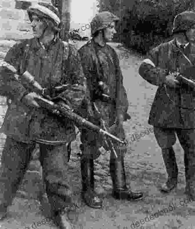 A Group Of Polish Resistance Fighters Armed With Rifles And Wearing Military Uniforms Stand In A Forest During World War II. Warsaw Fury: A WW2 Polish Resistance Novel Based On True Events