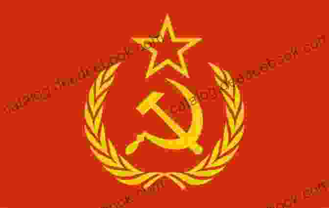 A Photograph Of The Russian Flag, Featuring A Bold Red Background With A White And Gold Hammer And Sickle In The Center. Russia L J Red