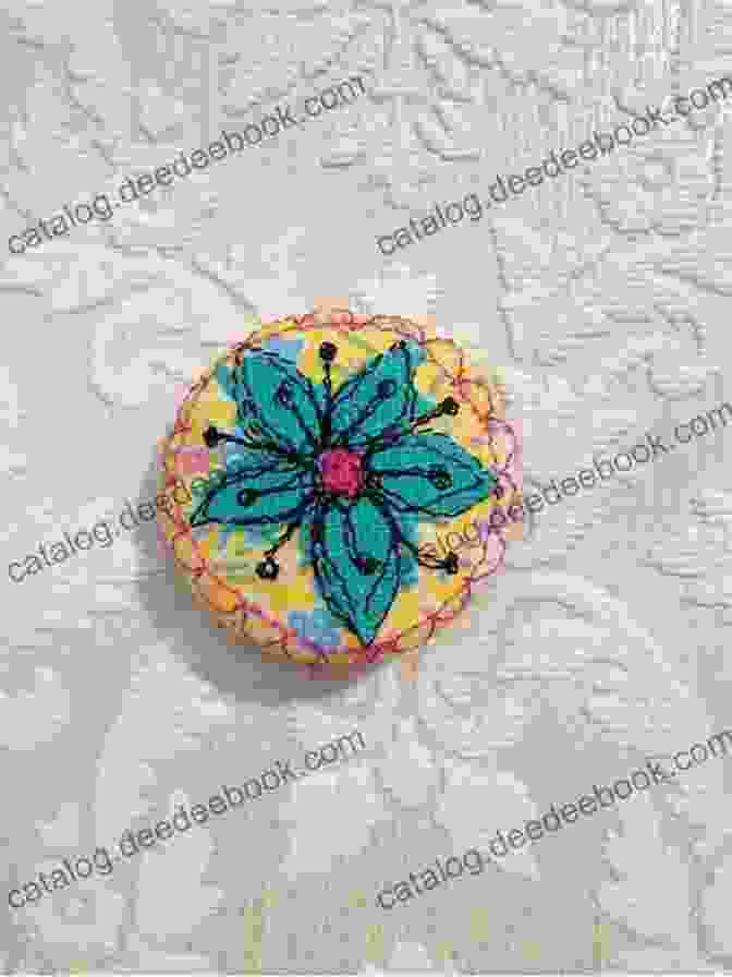 A Stitched Fabric Brooch Showcasing Appliquéd Shapes In Vibrant Colors And Bold Patterns. Twenty To Make: Stitched Fabric Brooches