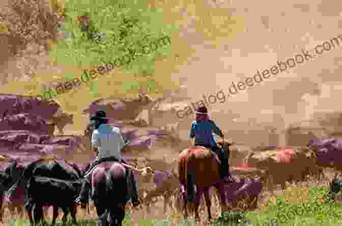 Horseback Riders Participating In A Cattle Drive At Top Speed (Quartz Creek Ranch)