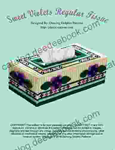 Sweet Violets Regular Tissue Box Cover: Plastic Canvas Pattern